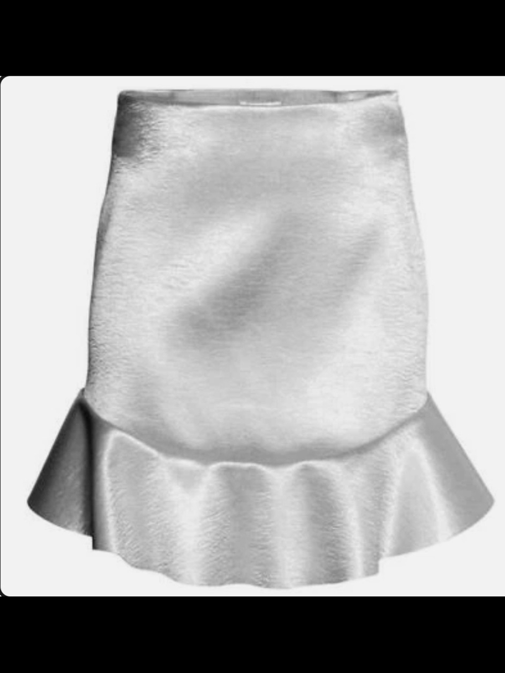 H&M Silver Satin Ruffle-Hem Mini Skirt Sz 4